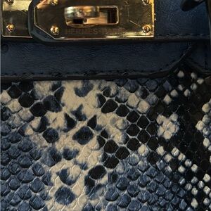 Hermes Blue and Black Python Shoulder Bag